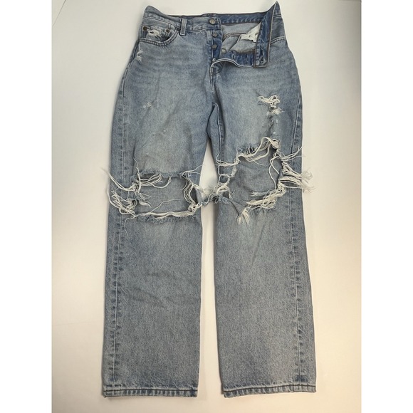 Levi's Other - Levi's 501 93 Men Jeans 28x32 Light Blue Denim Big E Distressed Button Fly